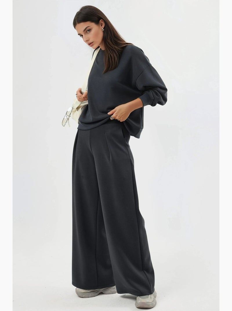 Felpa in modal relaxed fit con girocollo busem Grigio nero - Kiabi