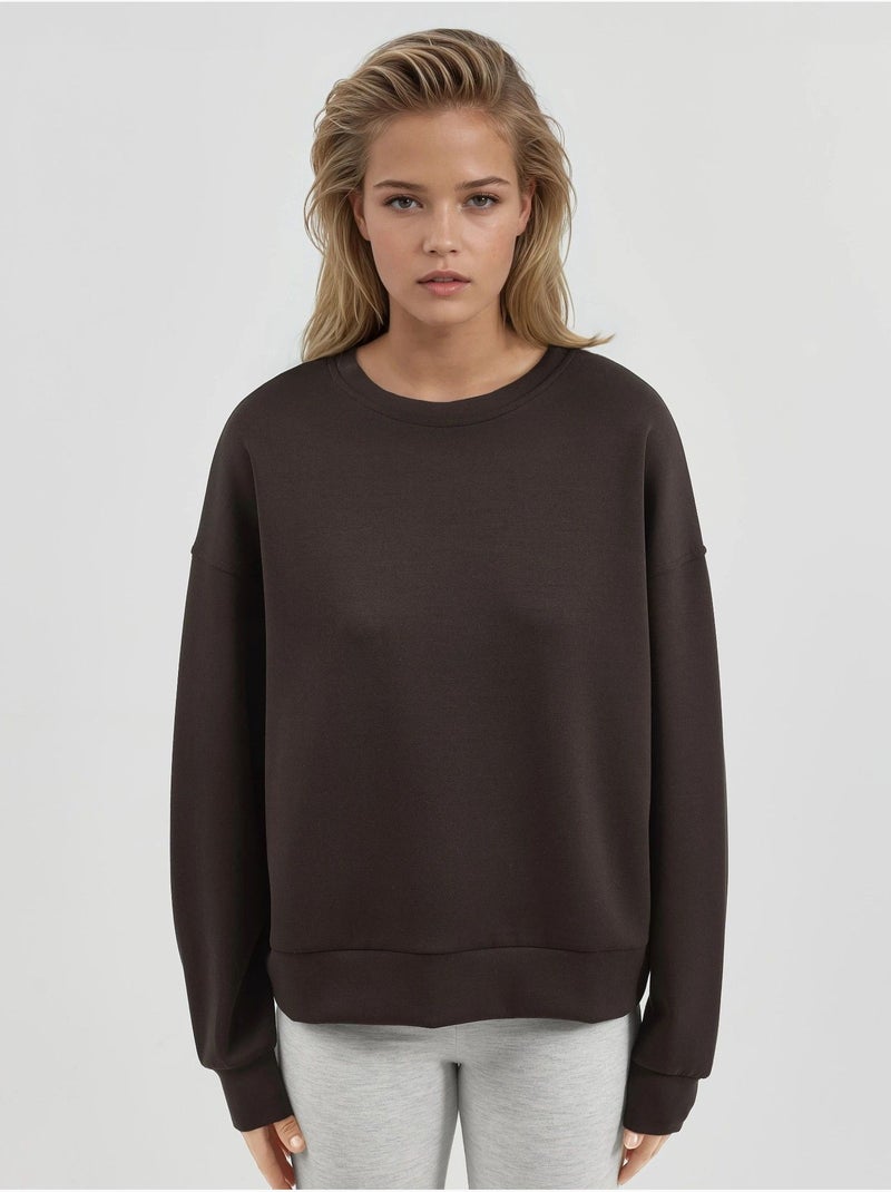 Felpa in modal relaxed fit con girocollo busem Marrone scuro - Kiabi