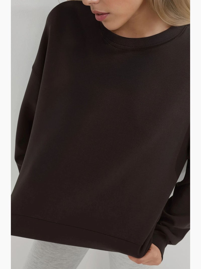 Felpa in modal relaxed fit con girocollo busem Marrone scuro - Kiabi