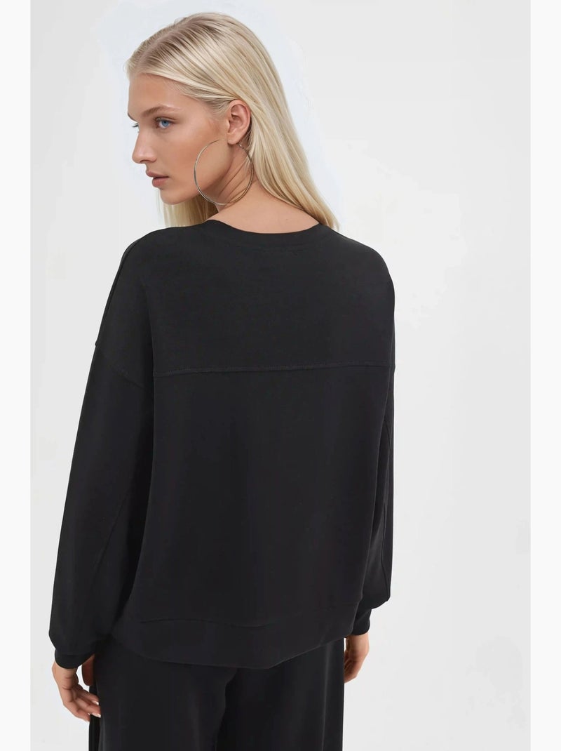 Felpa in modal relaxed fit con girocollo busem Nero - Kiabi