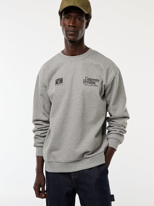 Felpa in mollettone a girocollo con stampa fronte-retro - Kiabi