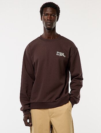 Felpa in mollettone a girocollo con stampa fronte-retro