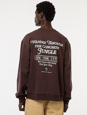 Felpa in mollettone a girocollo con stampa fronte-retro