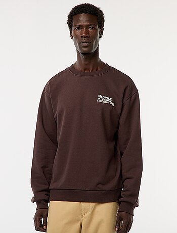 Felpa in mollettone a girocollo con stampa fronte-retro