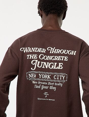 Felpa in mollettone a girocollo con stampa fronte-retro