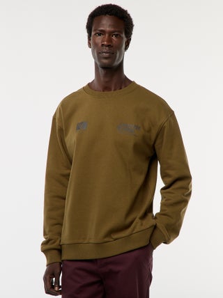 Felpa in mollettone a girocollo con stampa fronte-retro