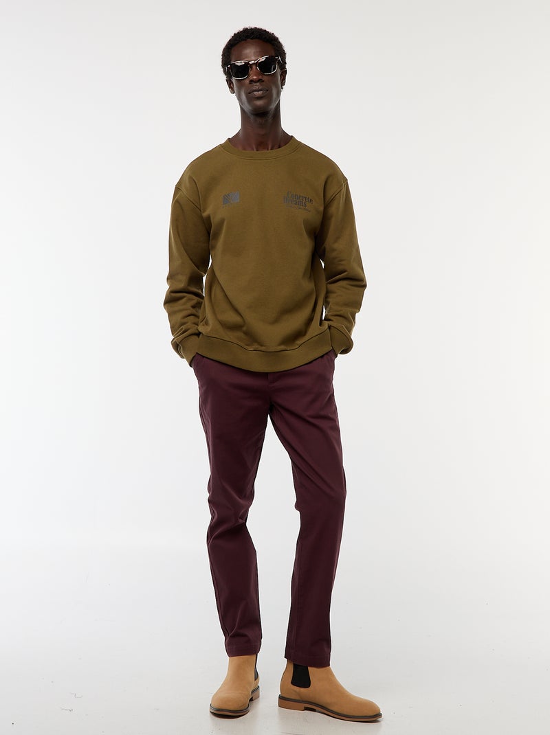 Felpa in mollettone a girocollo con stampa fronte-retro Verde - Kiabi