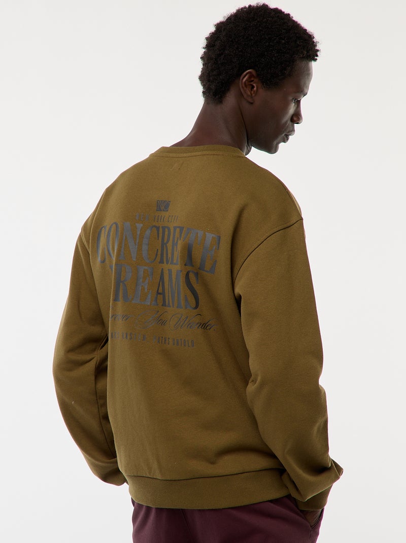 Felpa in mollettone a girocollo con stampa fronte-retro Verde - Kiabi