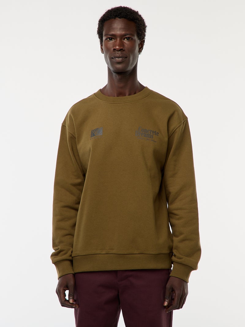 Felpa in mollettone a girocollo con stampa fronte-retro Verde - Kiabi