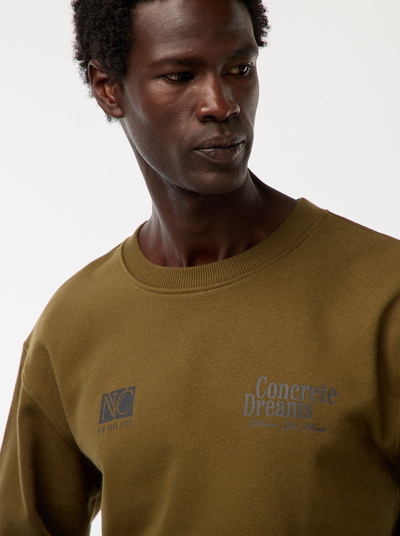 Felpa in mollettone a girocollo con stampa fronte-retro Verde - Kiabi