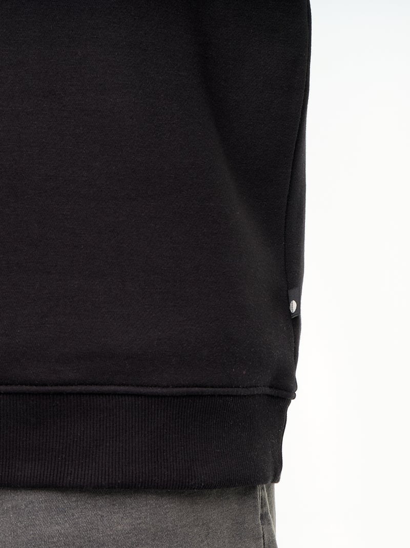 Felpa in mollettone con collo polo Nero - Kiabi