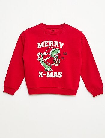 Felpa in mollettone garzato con stampa 'Natale'