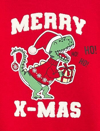 Felpa in mollettone garzato con stampa 'Natale'