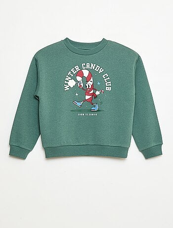 Felpa in mollettone garzato con stampa 'Natale'