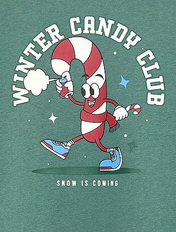 Felpa in mollettone garzato con stampa 'Natale'