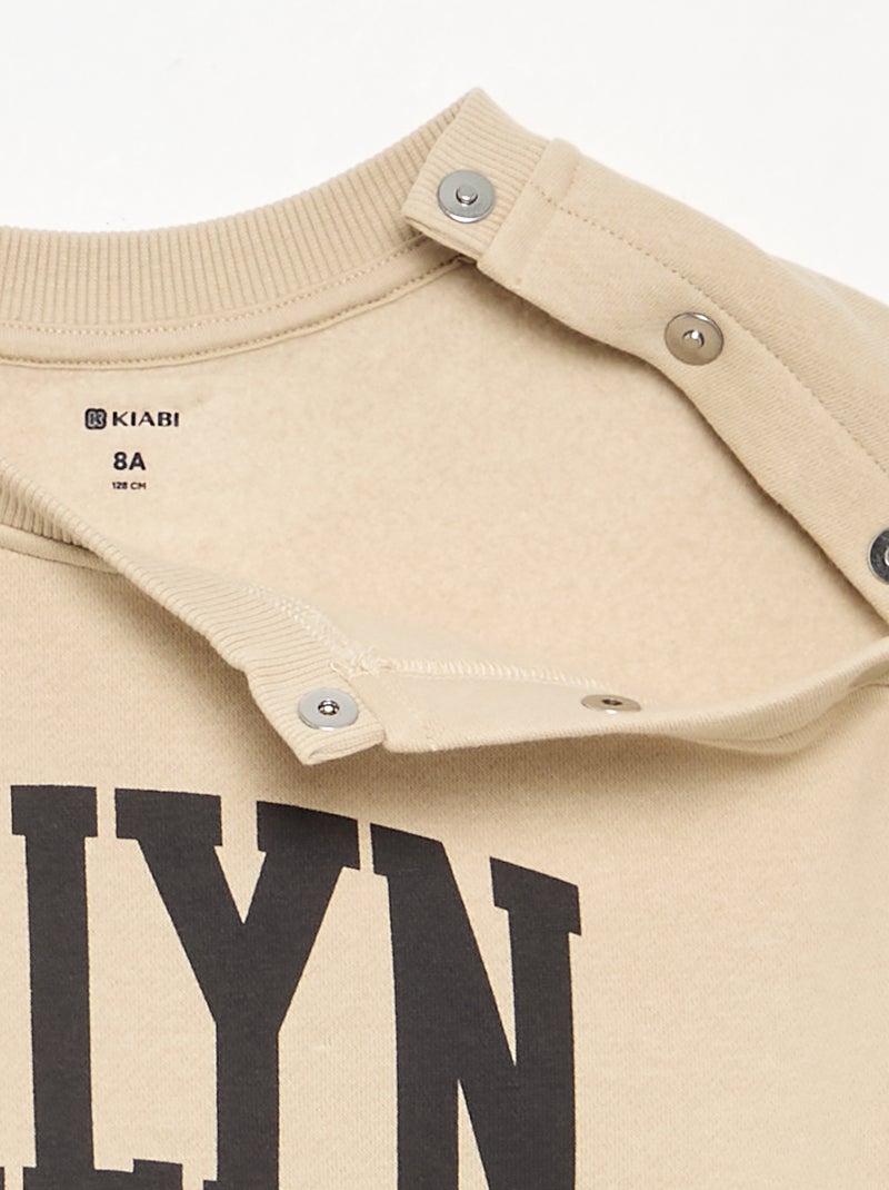 Felpa in mollettone stampata - collezione facile da indossare Beige - Kiabi
