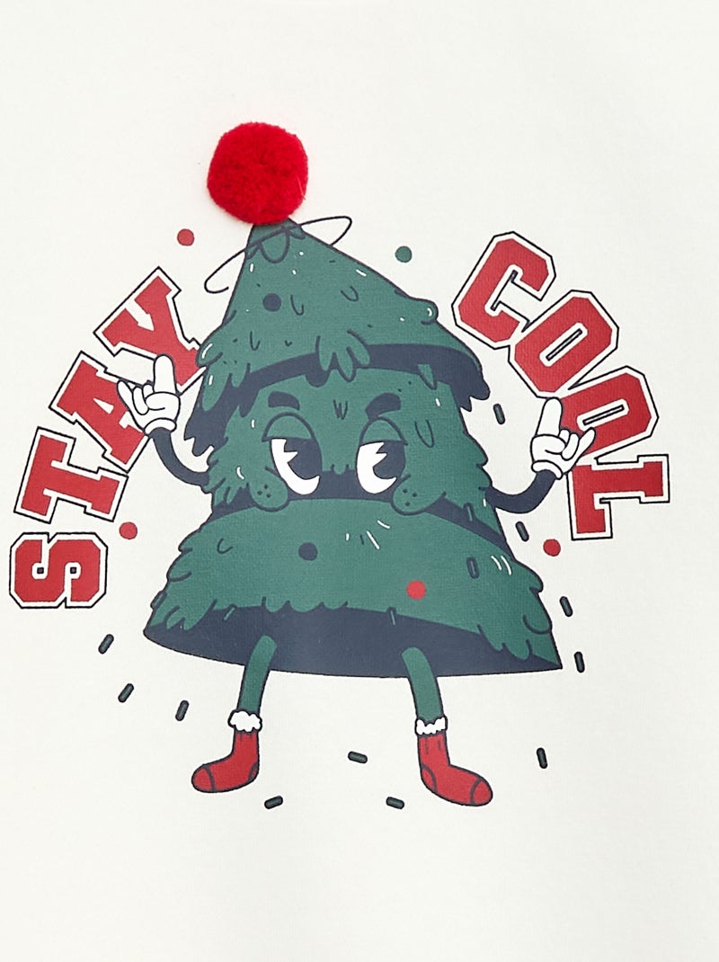 Felpa in mollettone stampata Natale Bianco - Kiabi