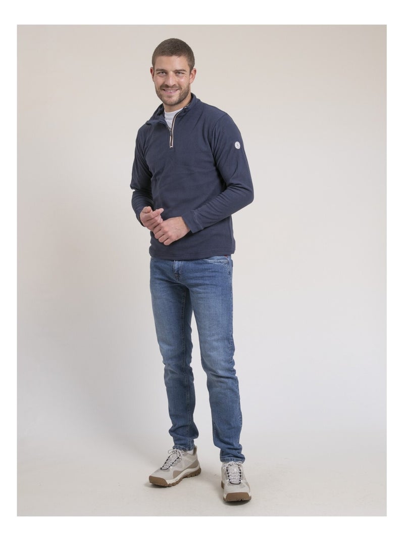 Felpa in pile collo camionista WATOM Blu marino - Kiabi