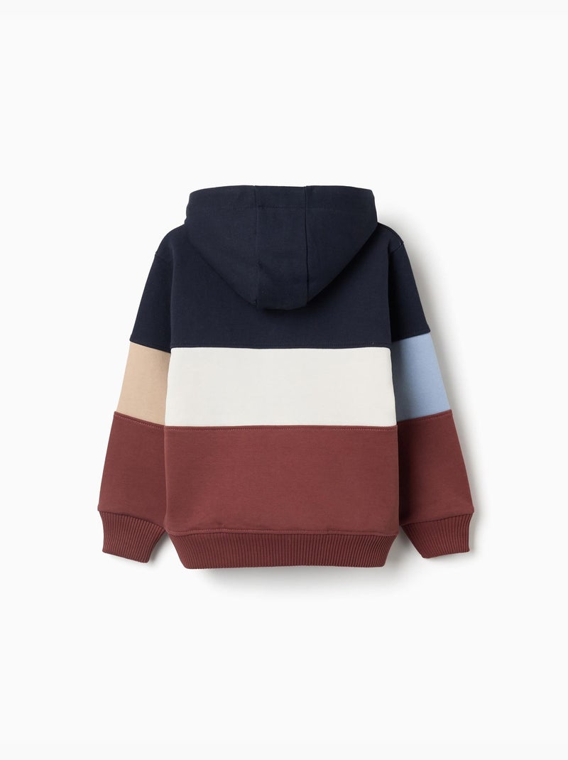Felpa in pile con cappuccio e colour block Marrone - Kiabi