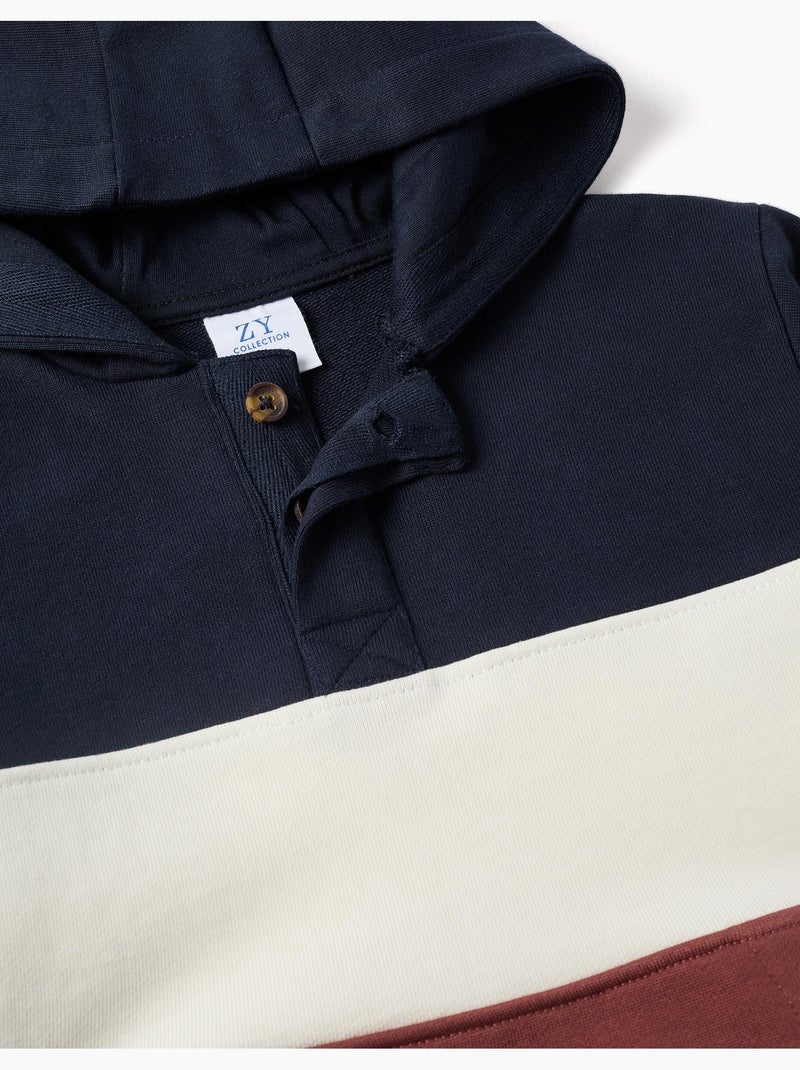 Felpa in pile con cappuccio e colour block Marrone - Kiabi