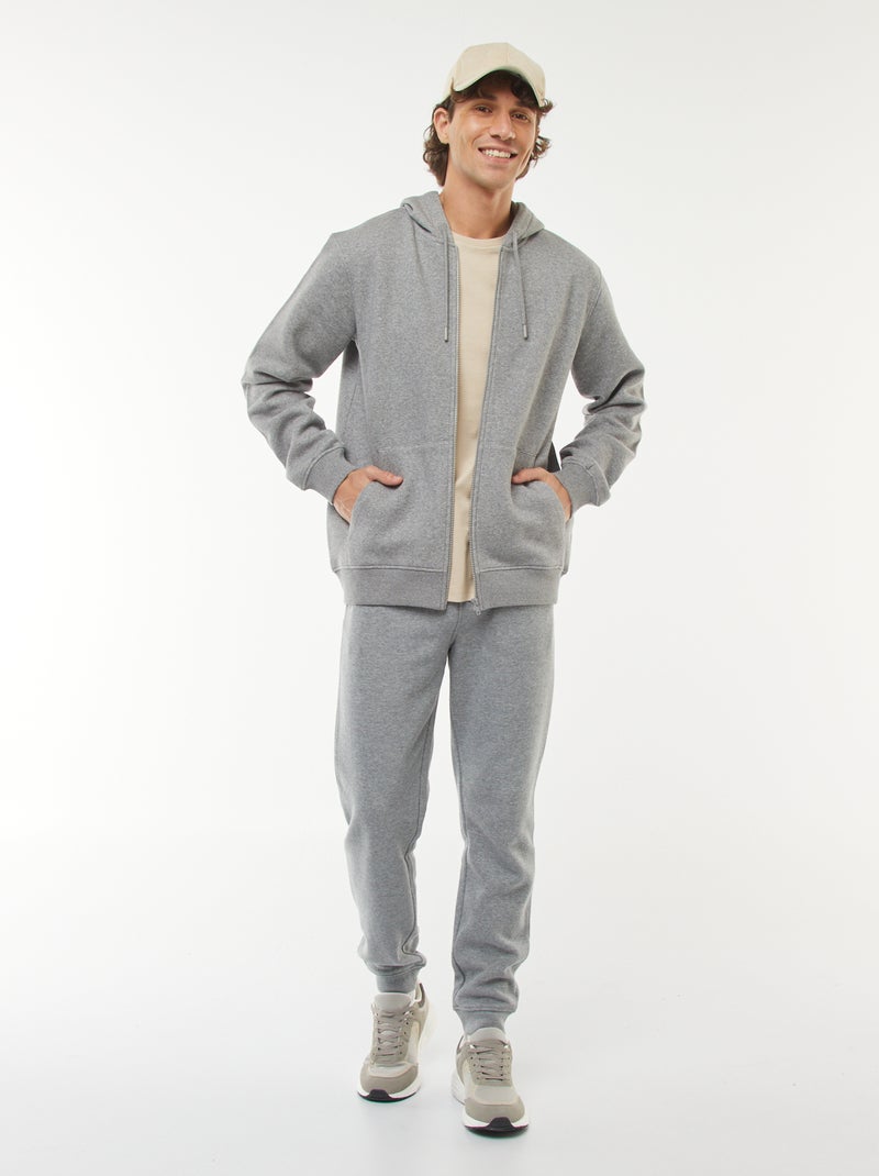 Felpa in pile con cappuccio e zip Grigio - Kiabi