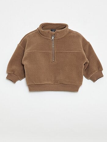 Felpa in pile con collo zippato