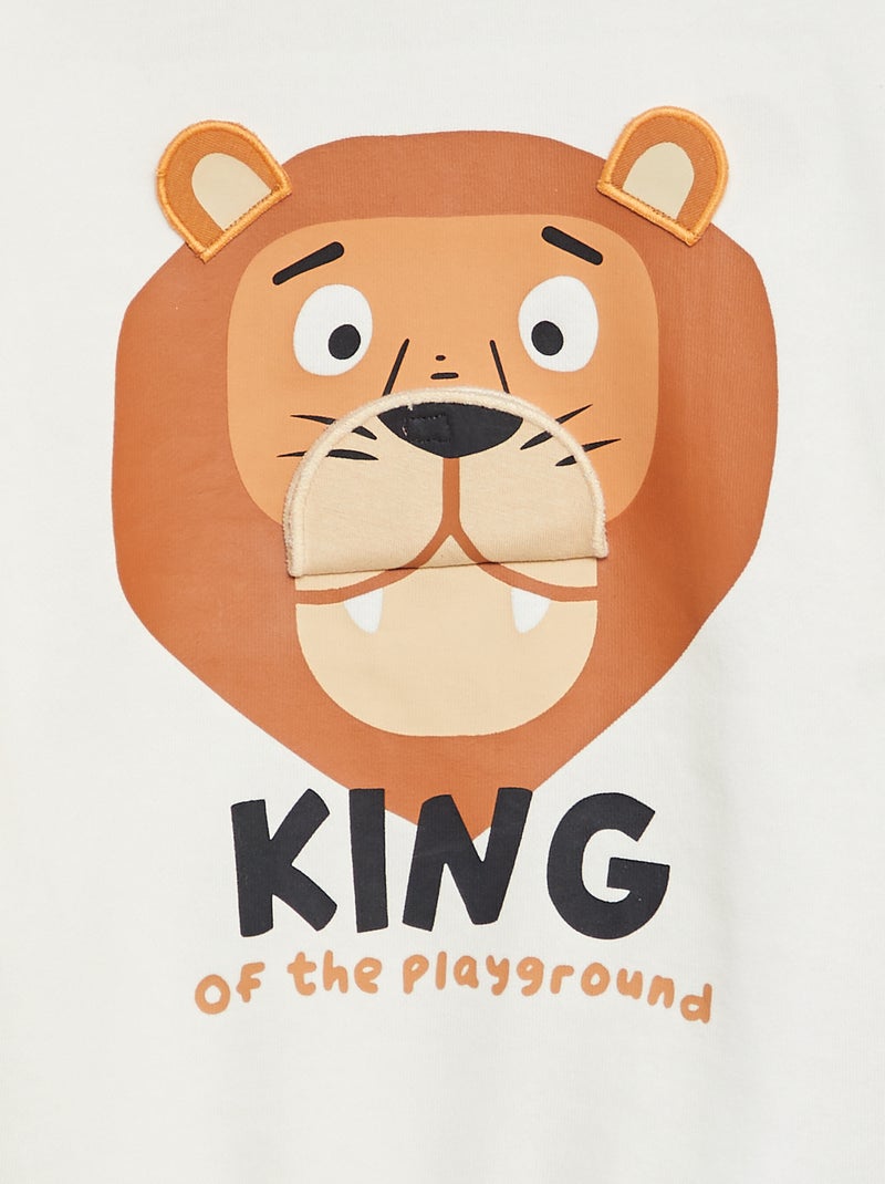 Felpa in pile con decorazione davanti BEIGE - Kiabi