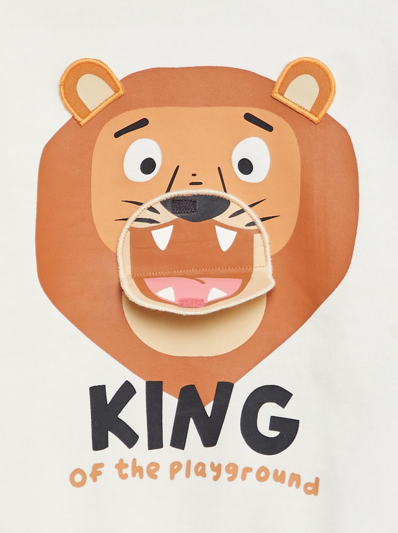 Felpa in pile con decorazione davanti BEIGE - Kiabi