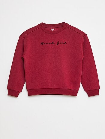 Felpa in pile con ricamo e frange sulle maniche