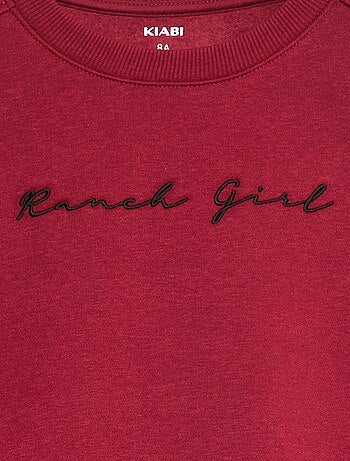 Felpa in pile con ricamo e frange sulle maniche