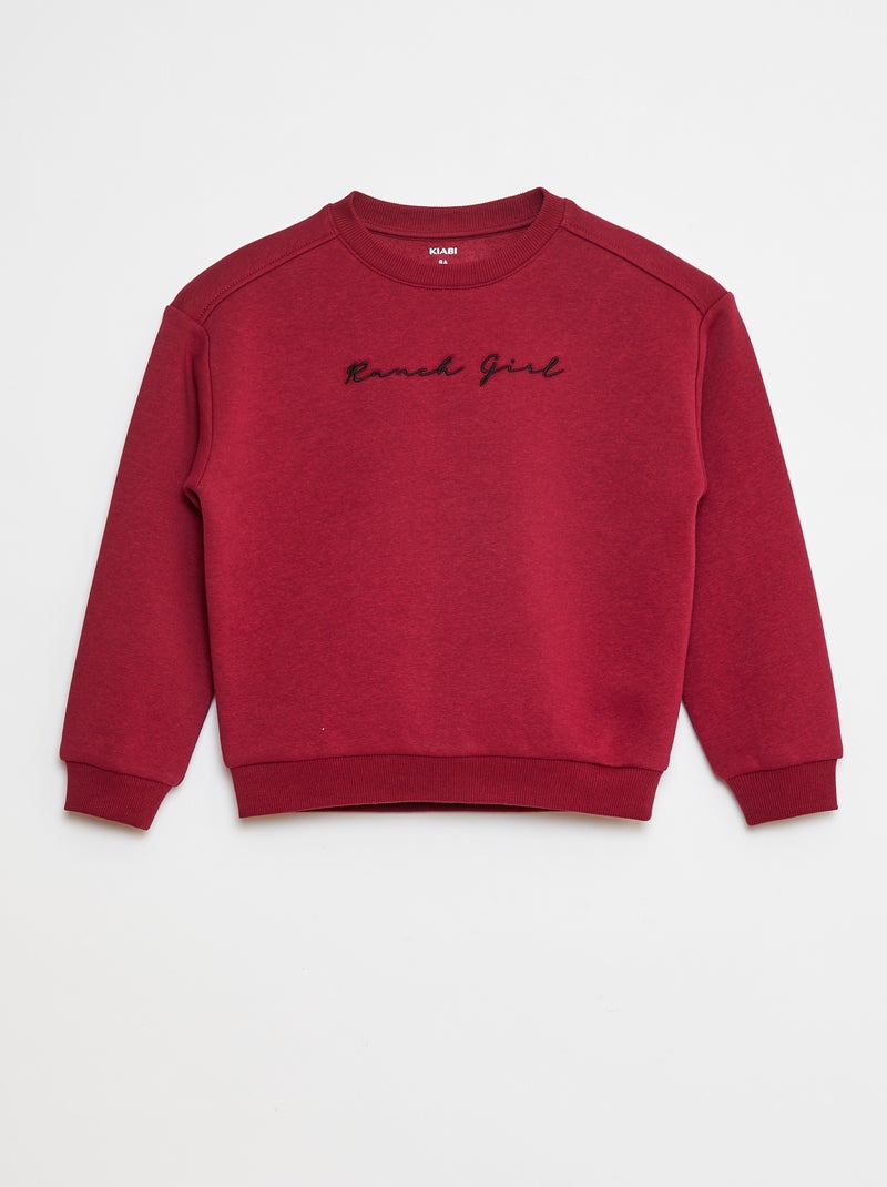 Felpa in pile con ricamo e frange sulle maniche Rosso - Kiabi