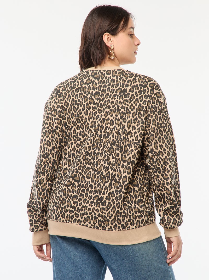 Felpa in pile con stampa Beige - Kiabi
