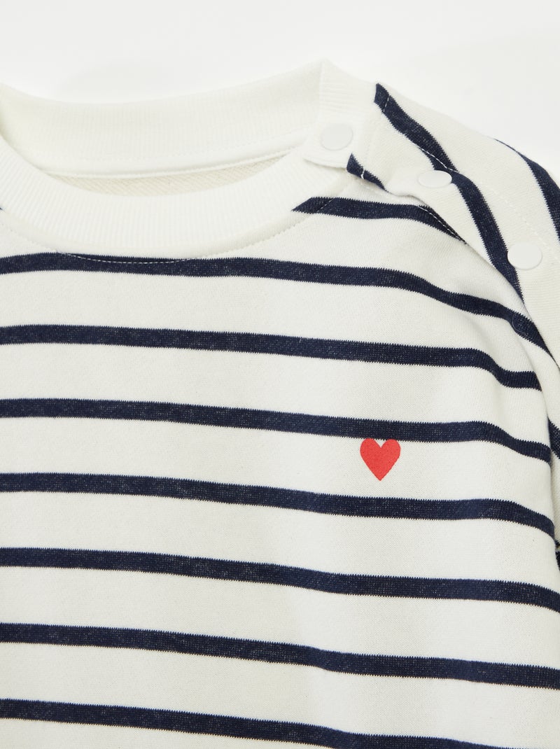 Felpa in pile leggero a righe - So Easy BIANCO - Kiabi