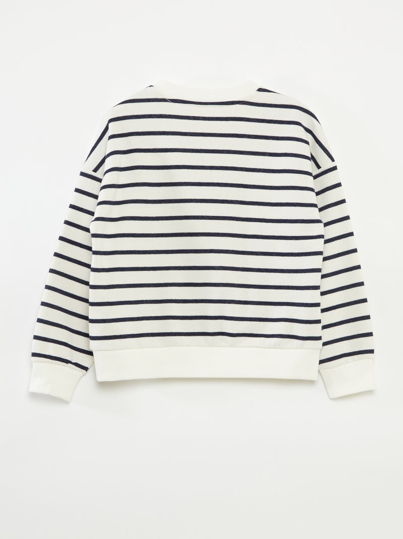 Felpa in pile leggero a righe - So Easy BIANCO - Kiabi