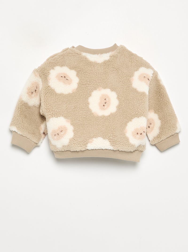 Felpa in tessuto effetto montone Beige - Kiabi
