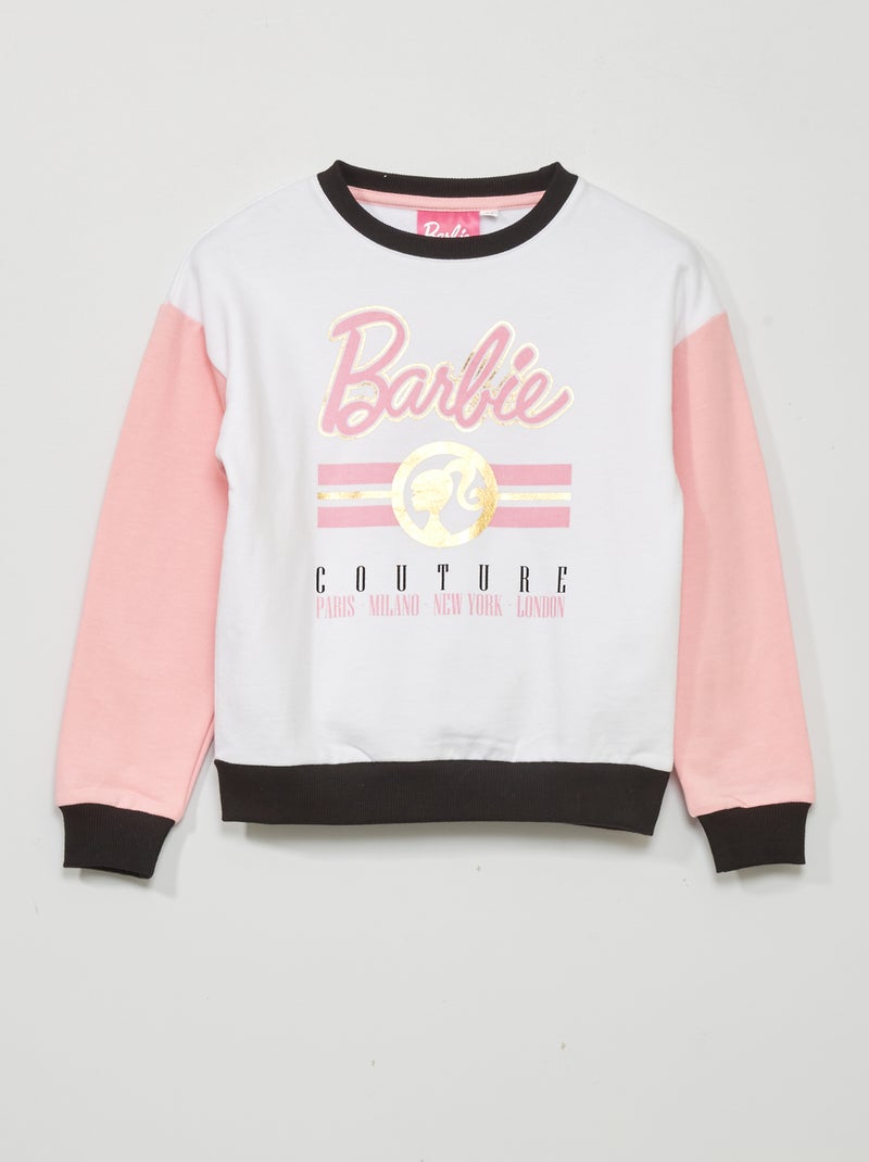 Felpa in tessuto felpato 'Barbie' bianco/rosa Kiabi - Main Image