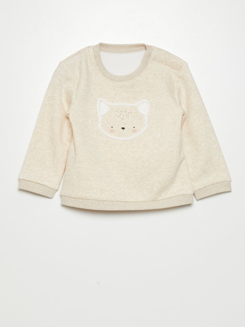 Felpa in tessuto felpato Beige - Kiabi