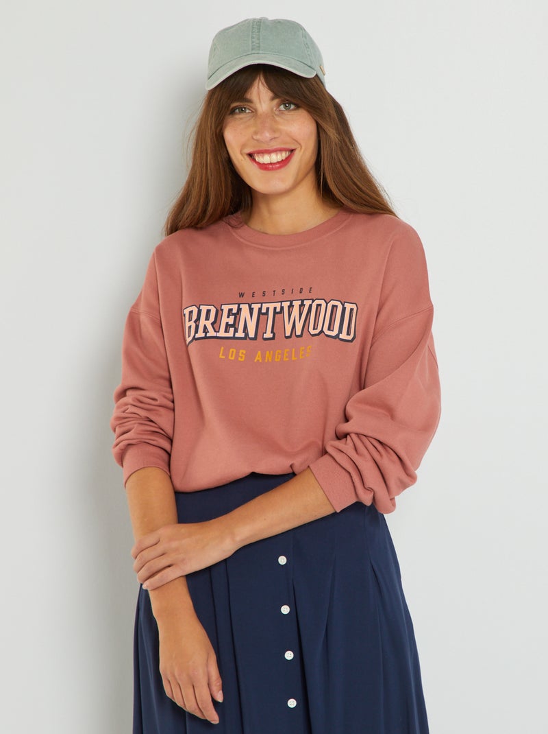 Felpa in tessuto felpato 'Brentwood' 'Los Angeles' ROSA - Kiabi