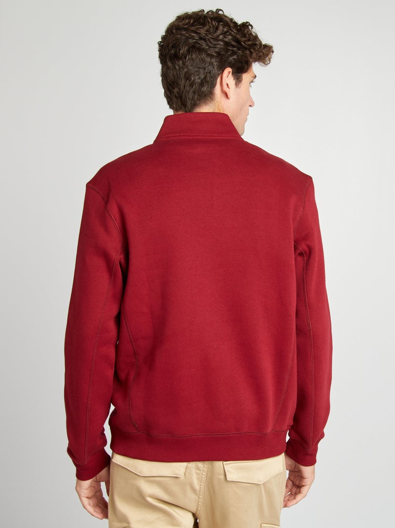 Felpa in tessuto felpato collo alto con zip ROSSO - Kiabi
