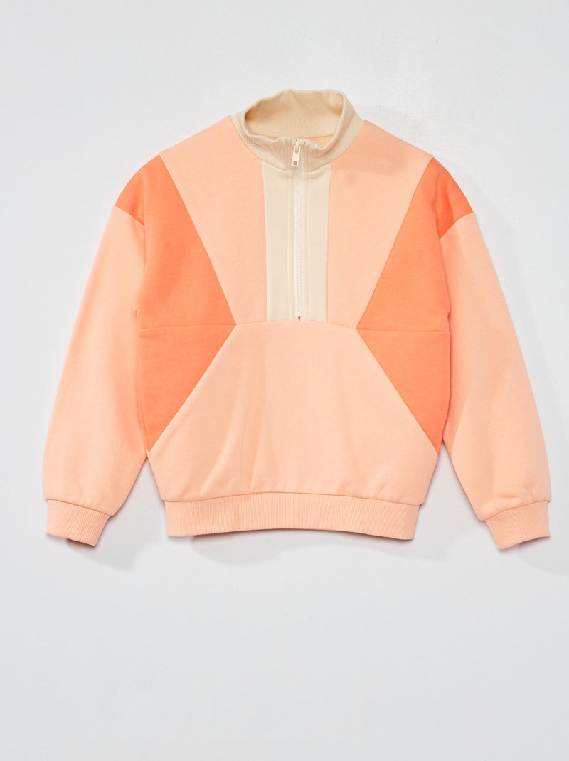 Felpa in tessuto felpato color block ARANCIONE - Kiabi