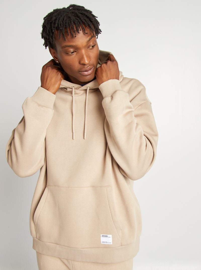 Felpa in tessuto felpato con cappuccio BEIGE - Kiabi