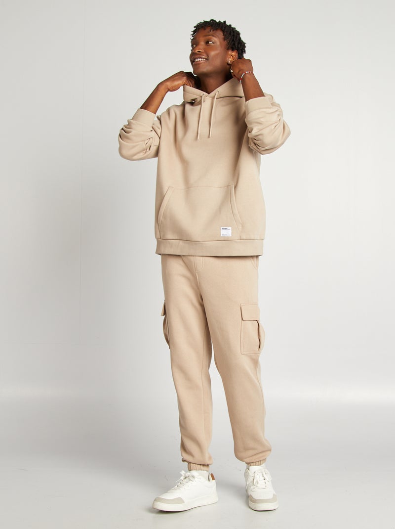Felpa in tessuto felpato con cappuccio beige - Kiabi