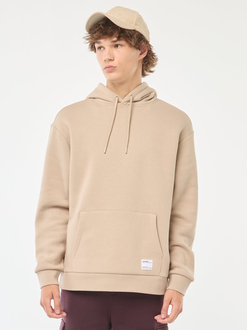 Felpa in tessuto felpato con cappuccio Beige - Kiabi