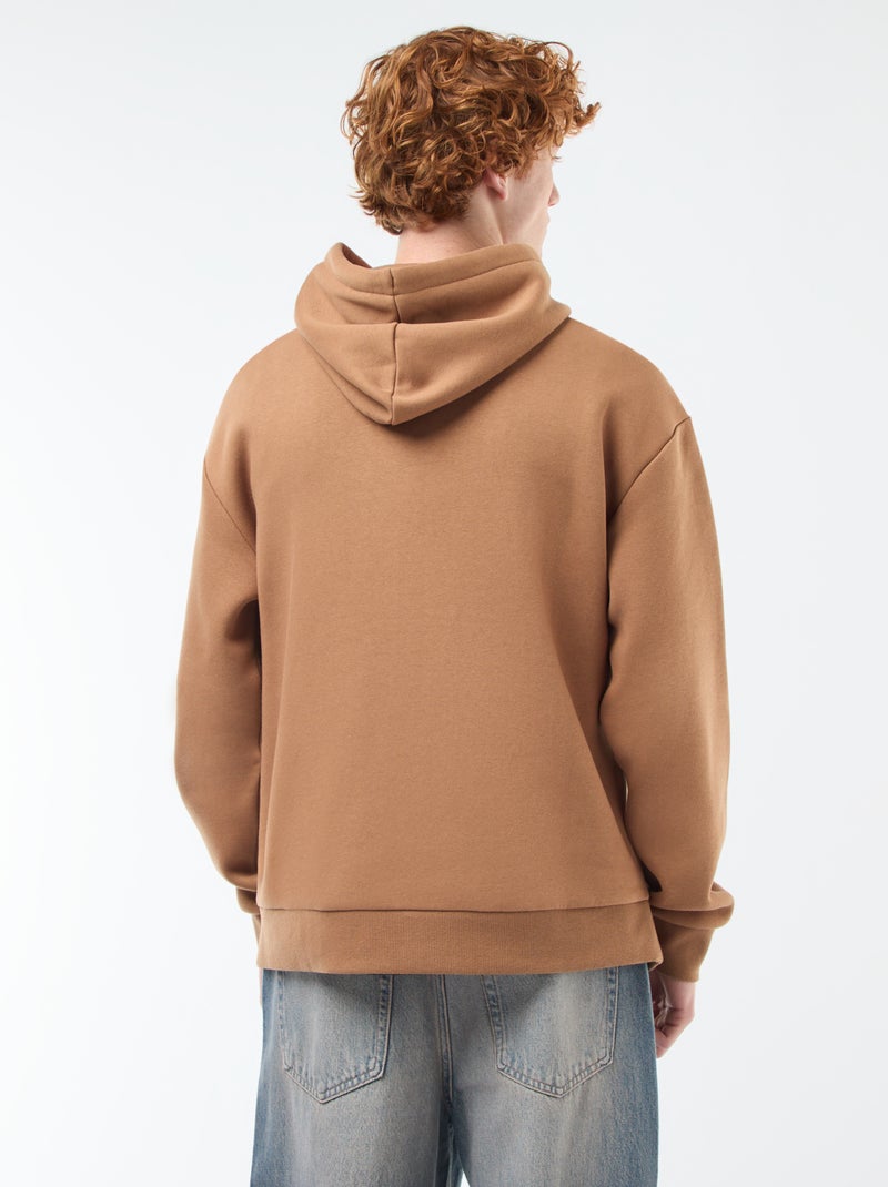 Felpa in tessuto felpato con cappuccio Beige - Kiabi