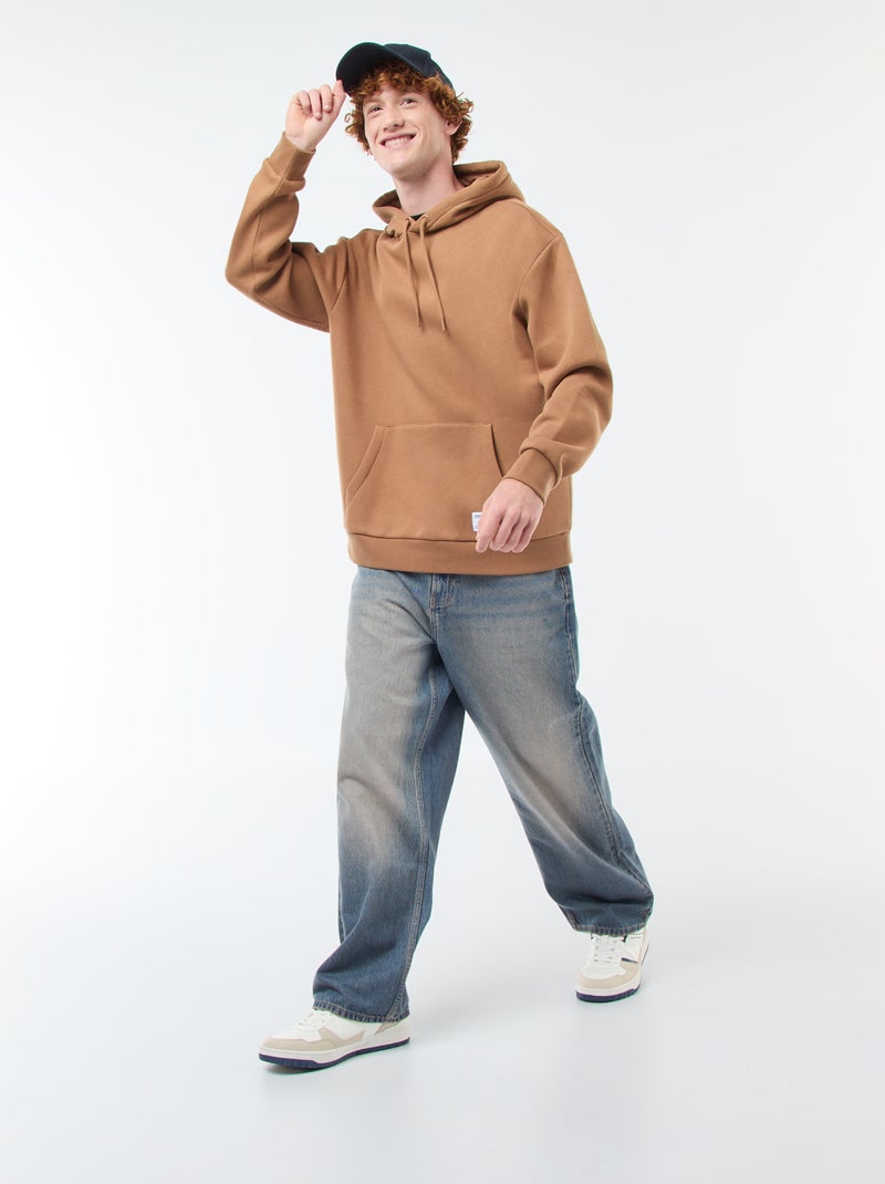 Felpa in tessuto felpato con cappuccio Beige - Kiabi