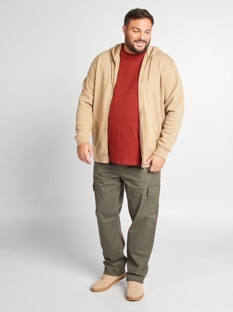 Felpa in tessuto felpato con cappuccio BEIGE - Kiabi