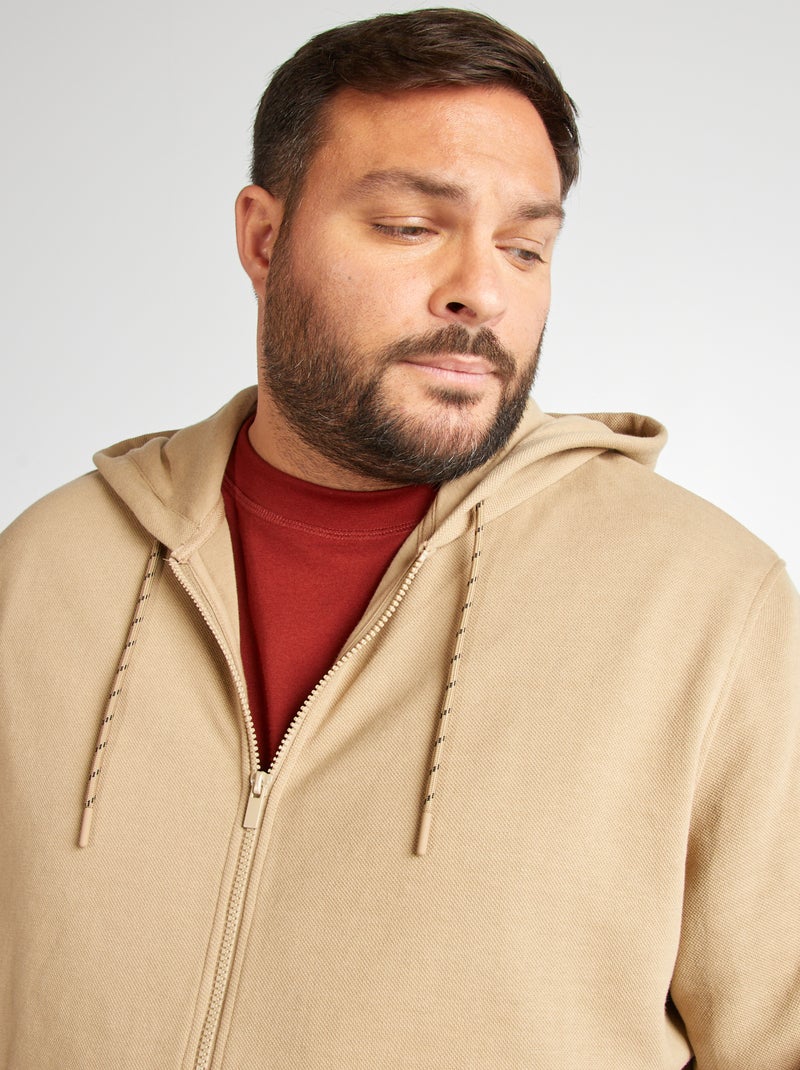 Felpa in tessuto felpato con cappuccio BEIGE - Kiabi