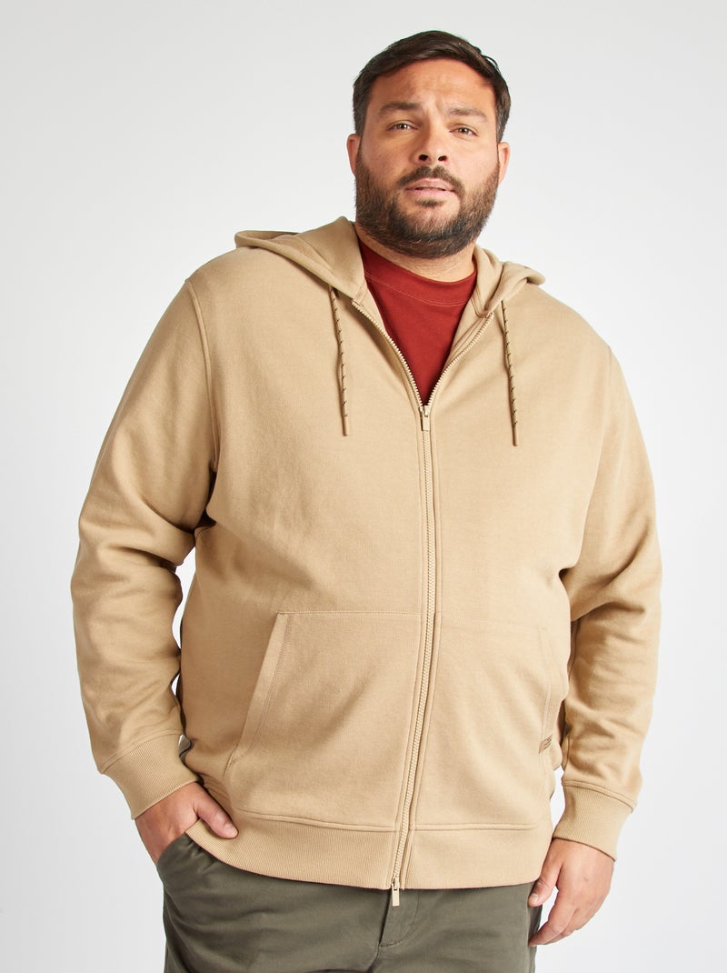 Felpa in tessuto felpato con cappuccio BEIGE - Kiabi