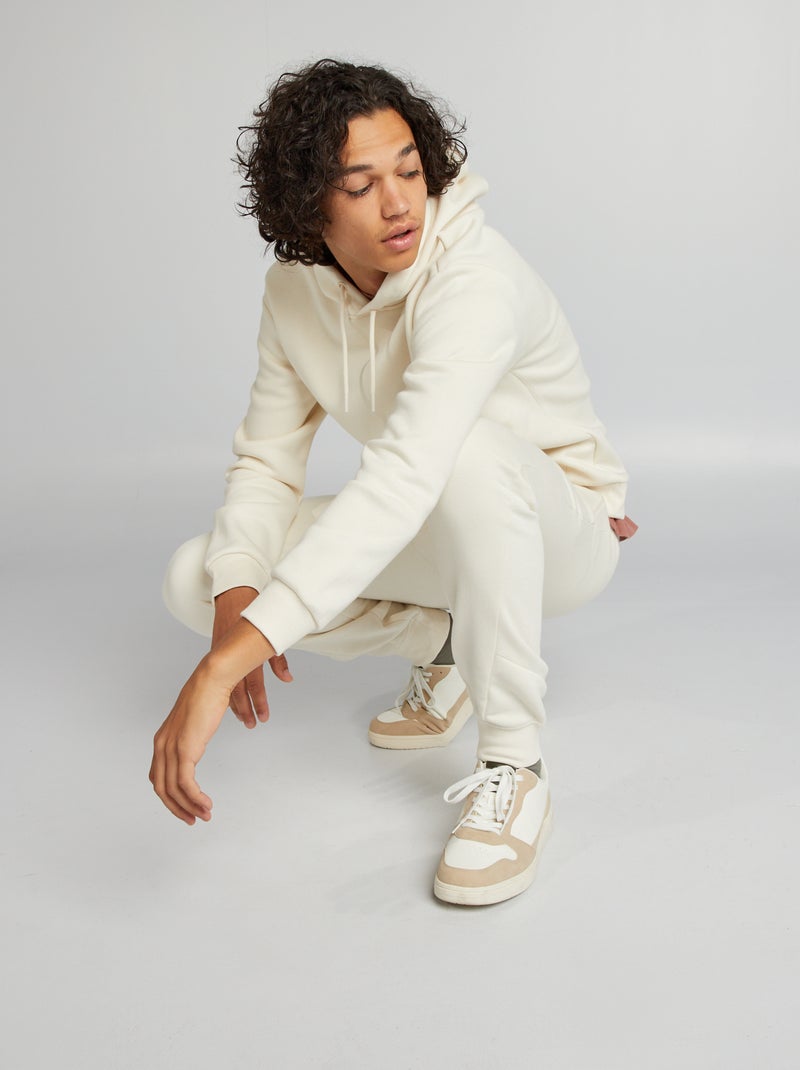 Felpa in tessuto felpato con cappuccio BIANCO - Kiabi