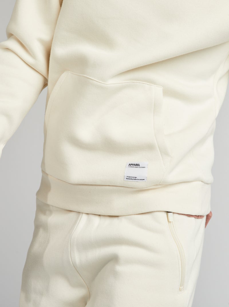 Felpa in tessuto felpato con cappuccio BIANCO - Kiabi